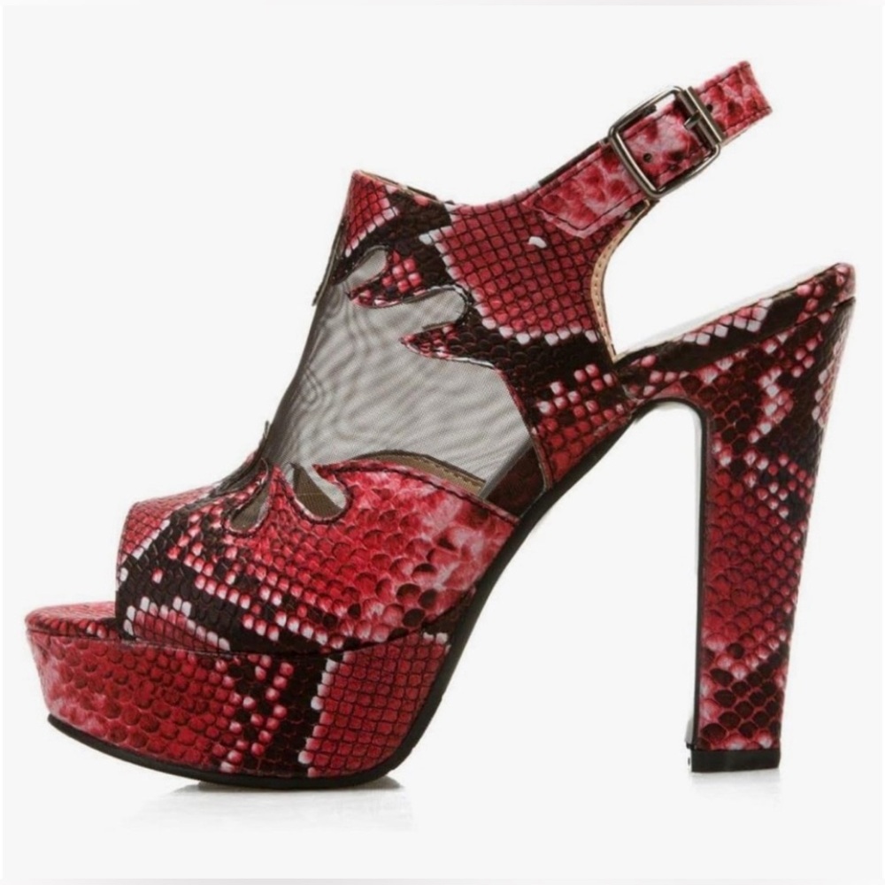 Yueki Goew Womens Peep Toe High Heel Mesh Platform Sandals Snake
Printed
